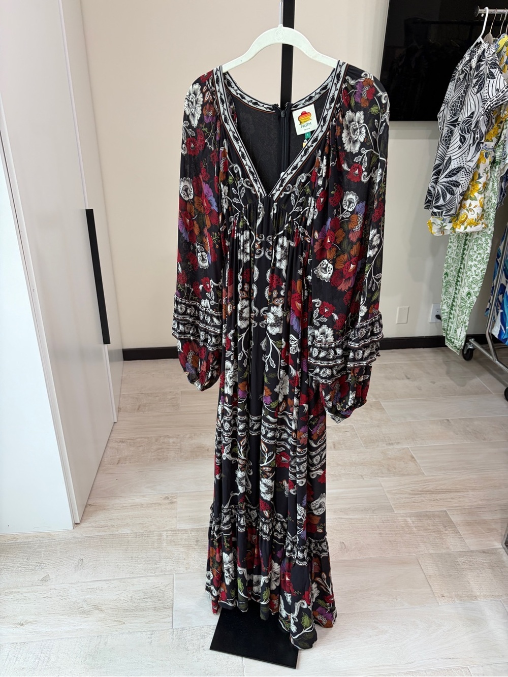 Farm Rio: Black Rococo Flowers Ruffled Maxi
Dress - Picture 10 of 12